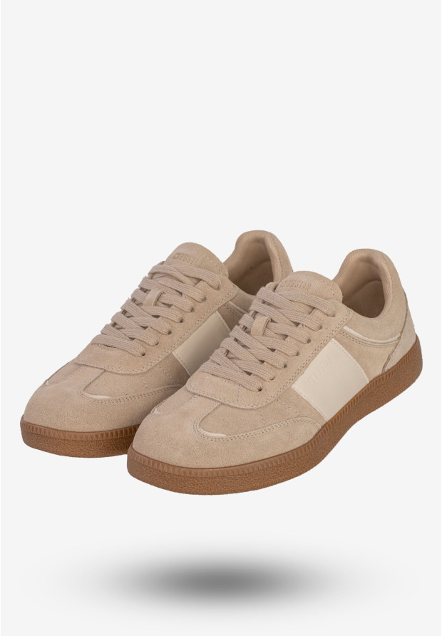 Sneakersy Damskie BIG STAR Skórzane Buty Sportowe Półbuty Beżowe RR274862
