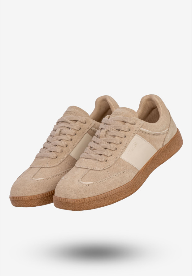 Sneakersy Damskie BIG STAR Skórzane Buty Sportowe Półbuty Beżowe RR274862