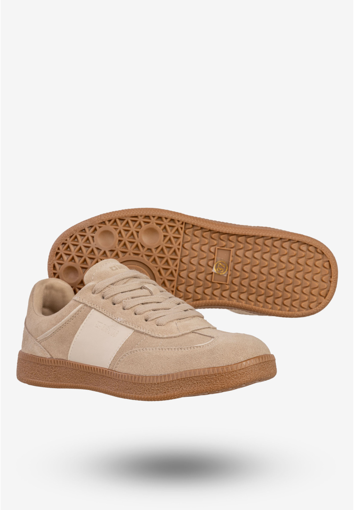 Sneakersy Damskie BIG STAR Skórzane Buty Sportowe Półbuty Beżowe RR274862