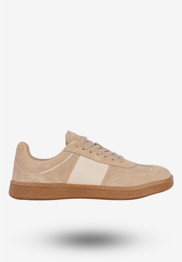 Sneakersy Damskie BIG STAR Skórzane Buty Sportowe Półbuty Beżowe RR274862