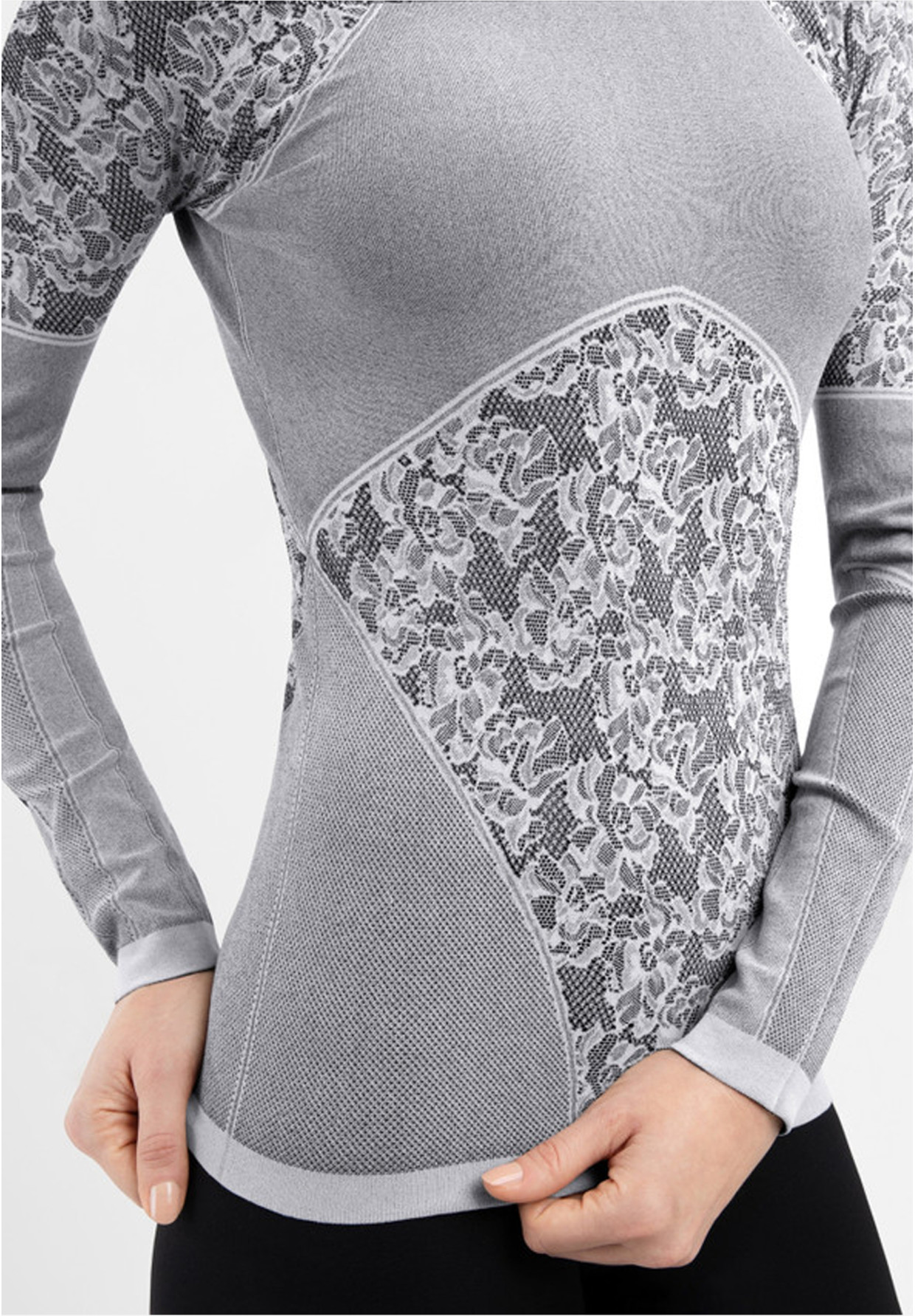 Bluzka Damska Wolford Long Sleeve Cameron Pullover Czarny/Biały