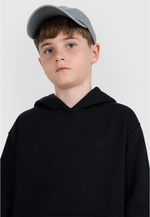 Bluza Chłopięca 4F Czarna Z Kapturem OVERSIZE 4FJWMM00TSWSM1860