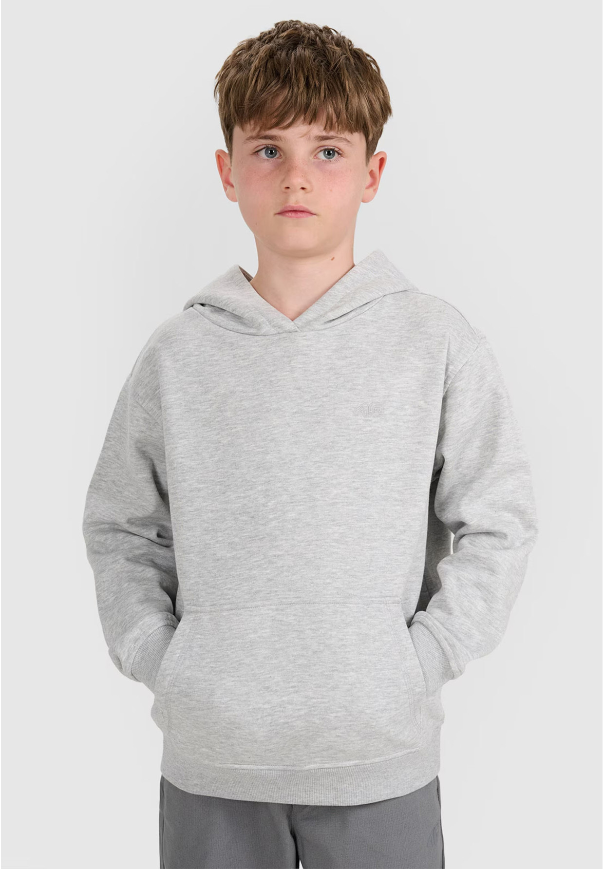 Bluza Chłopięca 4F Szara Z Kapturem OVERSIZE 4FJWMM00TSWSM1860