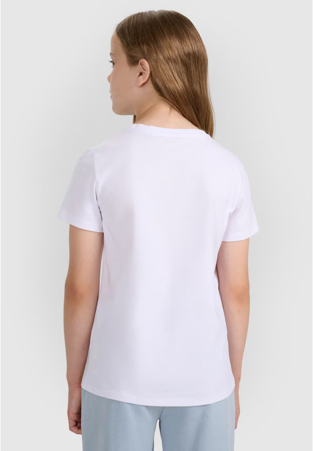 Koszulka Dziewczęca 4F Biały T-shirt 4FJWMM00TTSHF2333