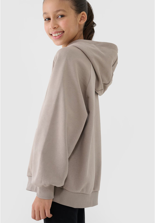 Bluza Dziewczęca 4F Beżowa z Kapturem Oversize 4FJWSS25TSWSF1478