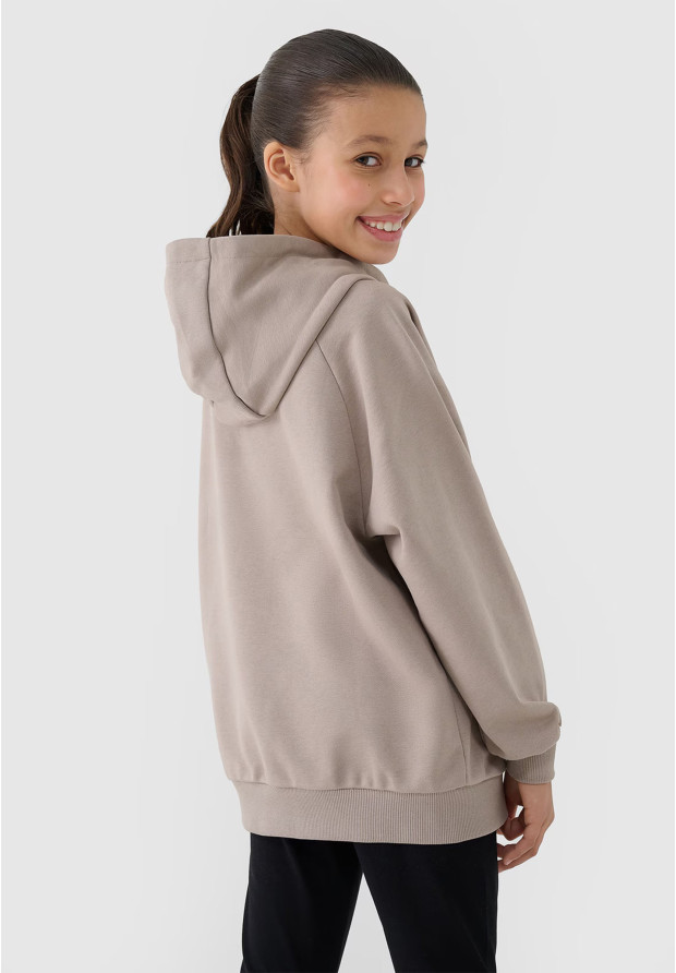 Bluza Dziewczęca 4F Beżowa z Kapturem Oversize 4FJWSS25TSWSF1478