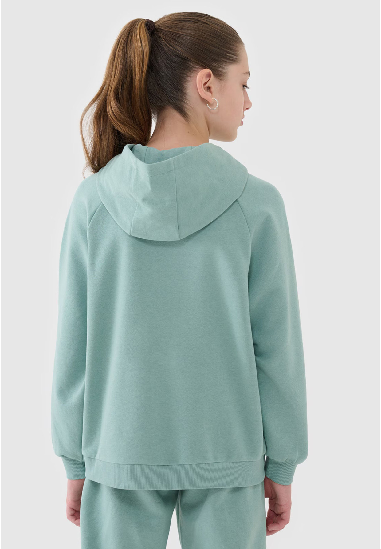 Bluza Dziewczęca 4F Miętowa z Kapturem Oversize 4FJWSS25TSWSF1478