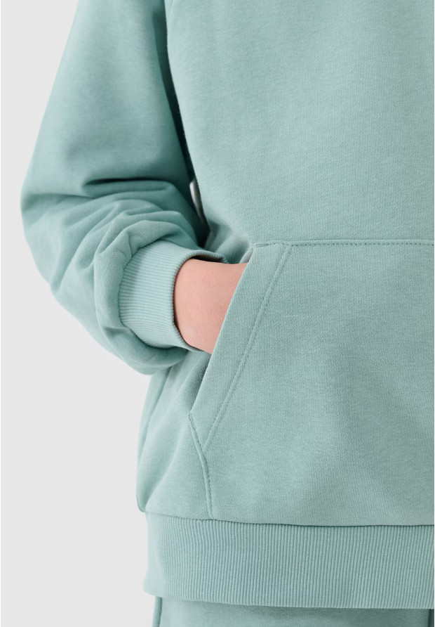 Bluza Dziewczęca 4F Miętowa z Kapturem Oversize 4FJWSS25TSWSF1478