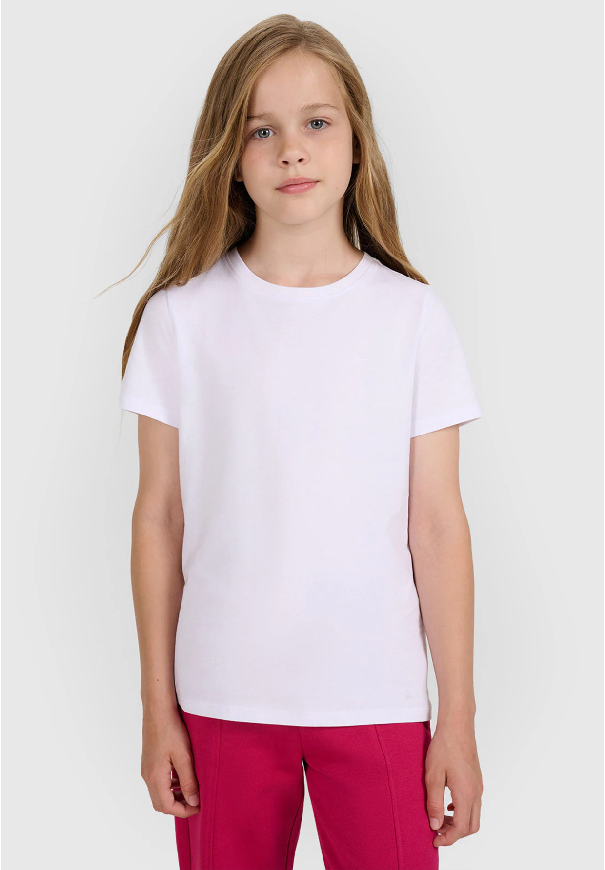 Koszulka Dziewczęca 4F T-shirt Biały Basic Podkoszulek 4FJWMM00TTSHF2332