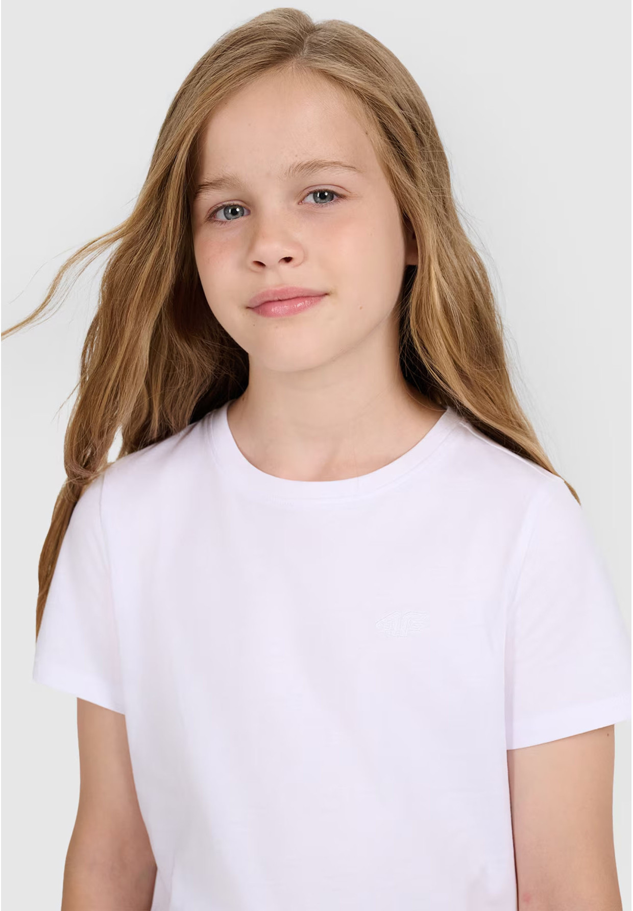 Koszulka Dziewczęca 4F T-shirt Biały Basic Podkoszulek 4FJWMM00TTSHF2332
