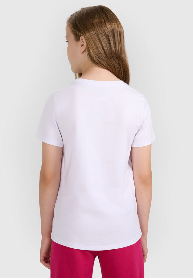 Koszulka Dziewczęca 4F T-shirt Biały Basic Podkoszulek 4FJWMM00TTSHF2332