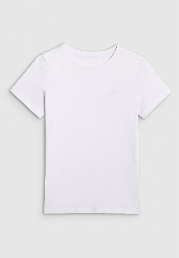 Koszulka Dziewczęca 4F T-shirt Biały Basic Podkoszulek 4FJWMM00TTSHF2332