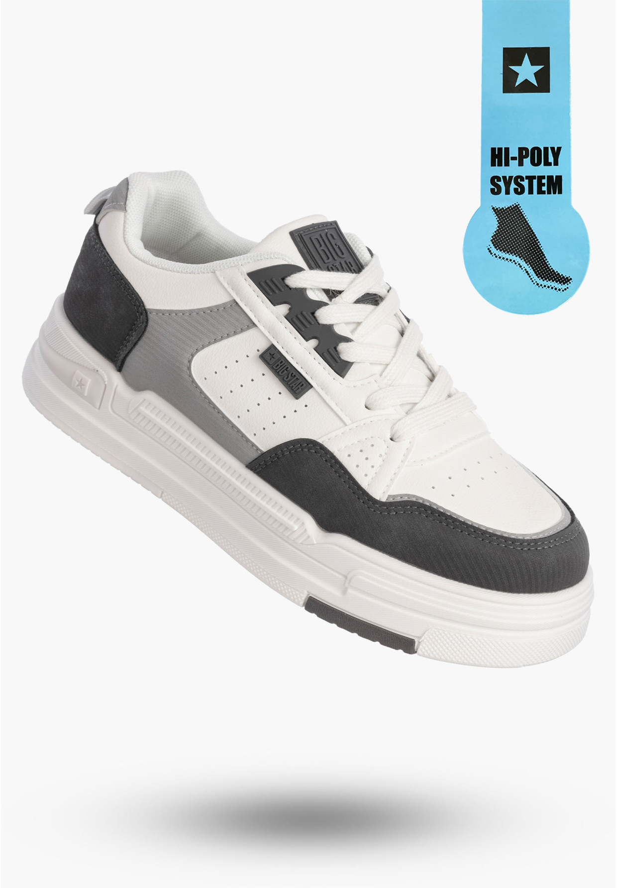 Sneakersy Damskie BIG STAR Buty Sportowe Białe Szare OO274A152