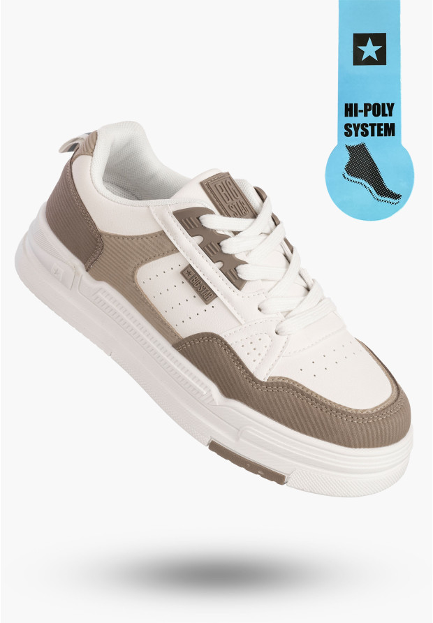 Beżowo białe sneakersy damskie Big Star młodzieżowe.