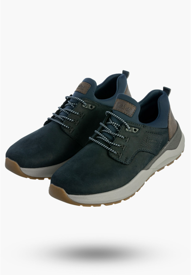 Buty Męskie RIEKER Półbuty Skórzane Sportowe Czarne 06050-14