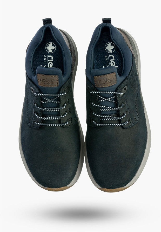 Buty Męskie RIEKER Półbuty Skórzane Sportowe Czarne 06050-14