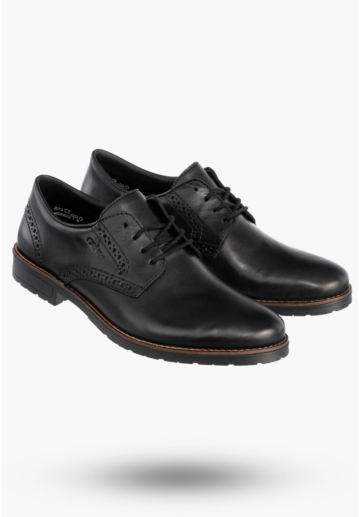 Buty Męskie RIEKER Półbuty Skórzane Eleganckie Czarne 14642-00