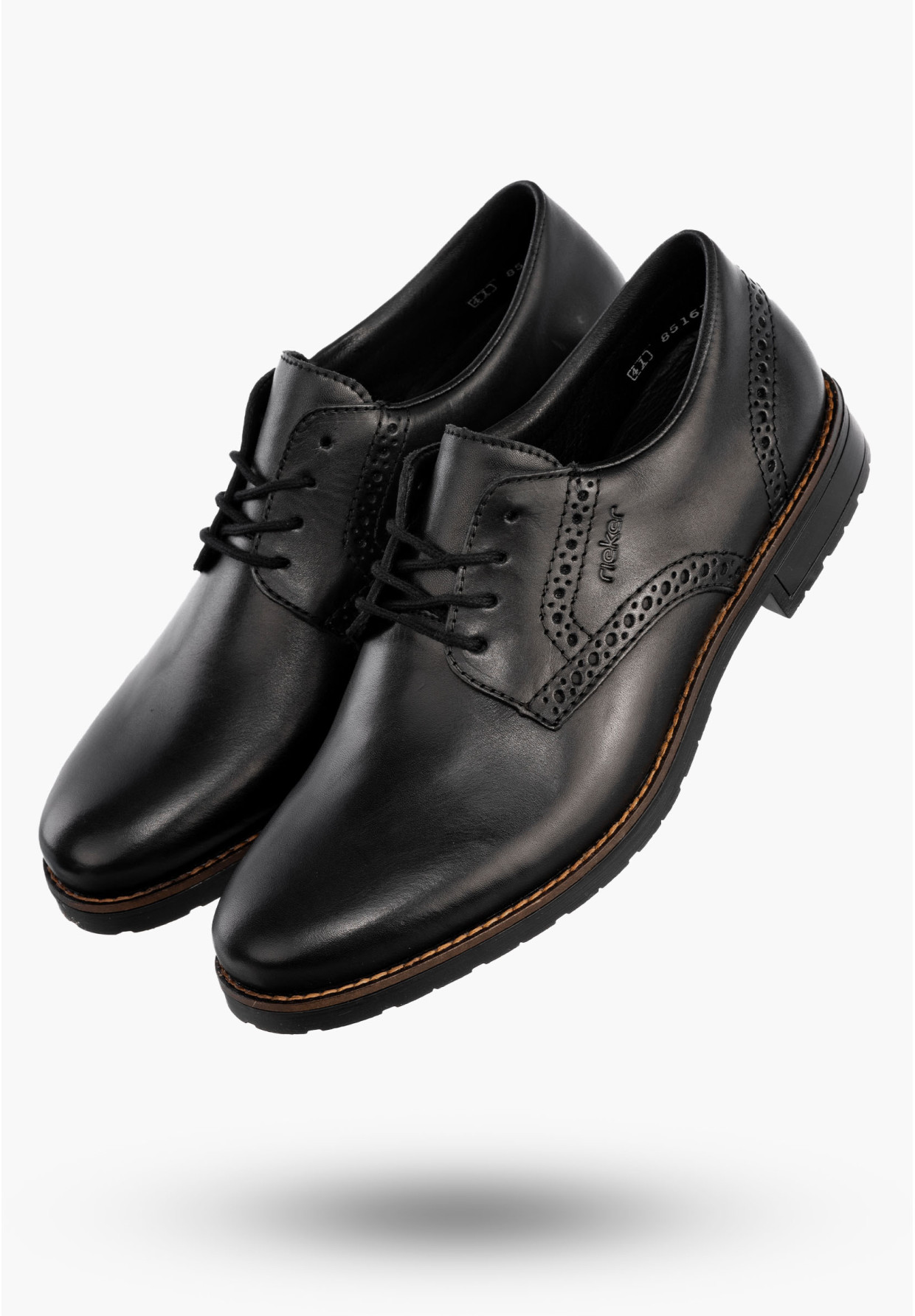 Buty Męskie RIEKER Półbuty Skórzane Eleganckie Czarne 14642-00