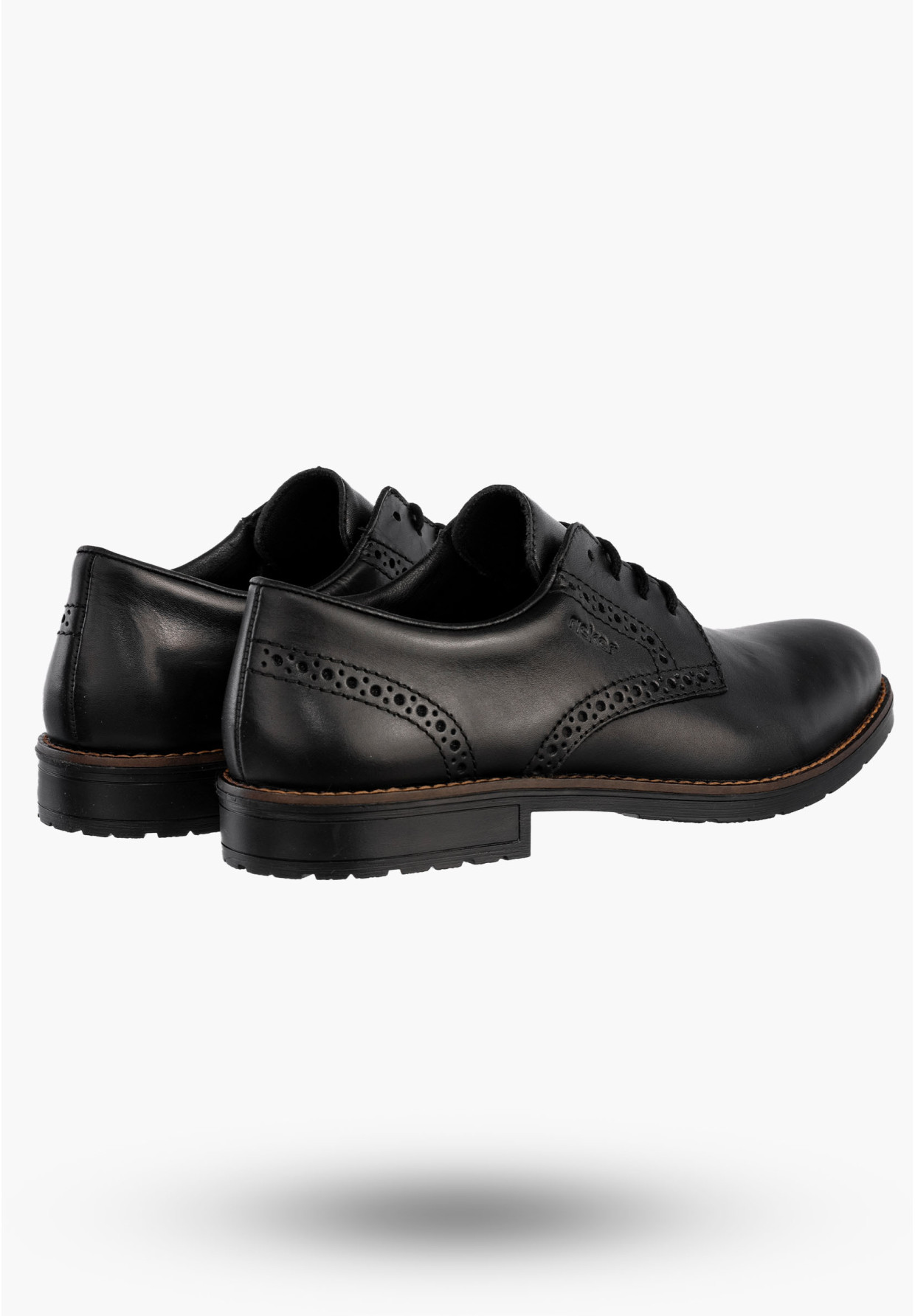 Buty Męskie RIEKER Półbuty Skórzane Eleganckie Czarne 14642-00