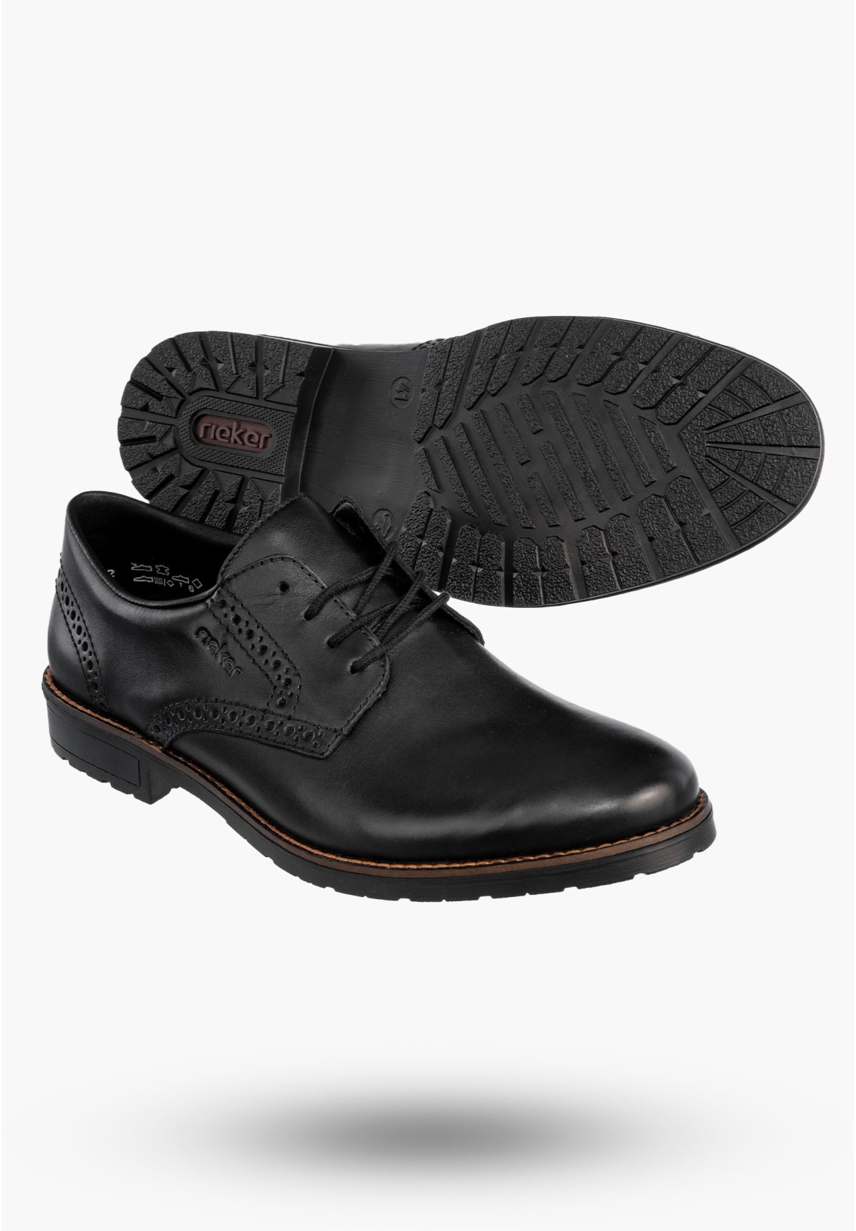 Buty Męskie RIEKER Półbuty Skórzane Eleganckie Czarne 14642-00