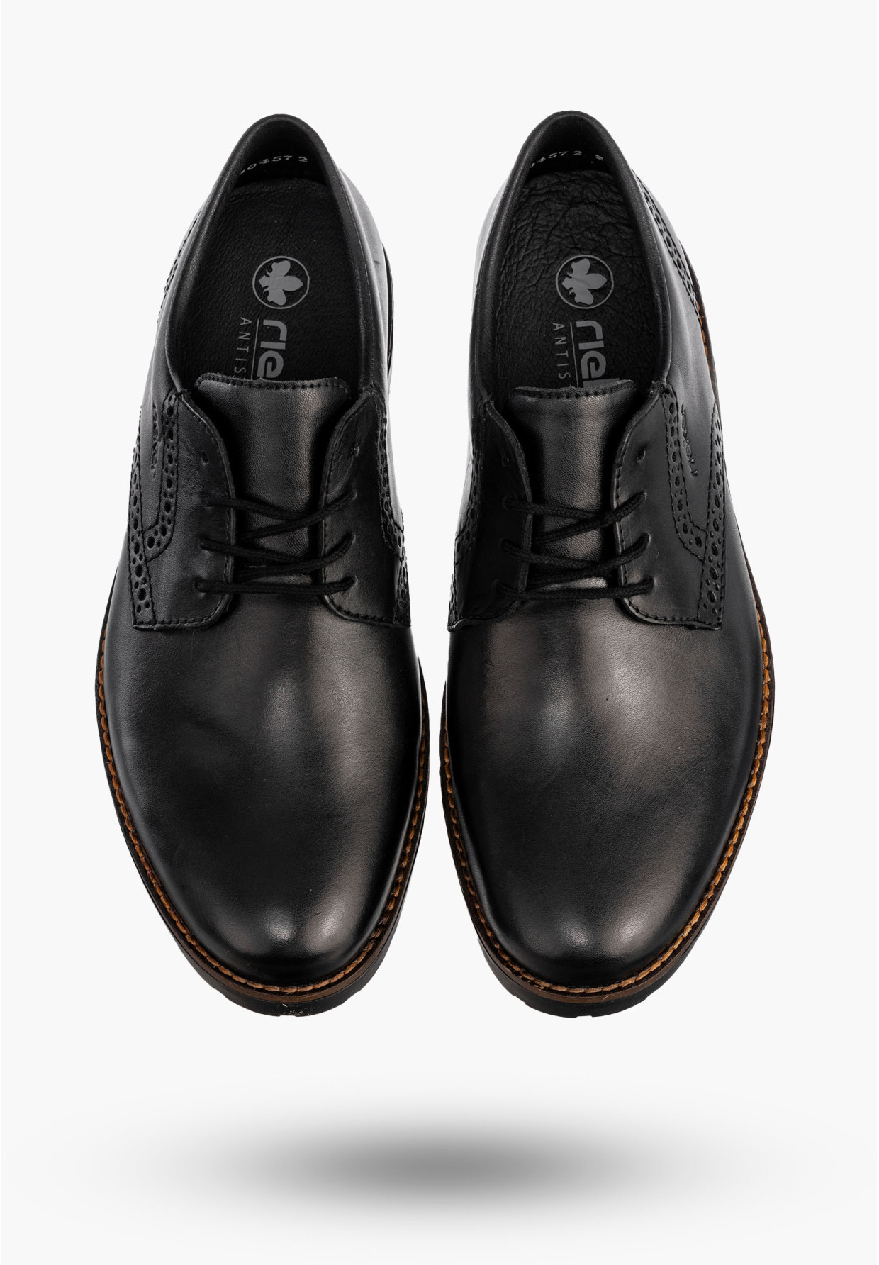 Buty Męskie RIEKER Półbuty Skórzane Eleganckie Czarne 14642-00
