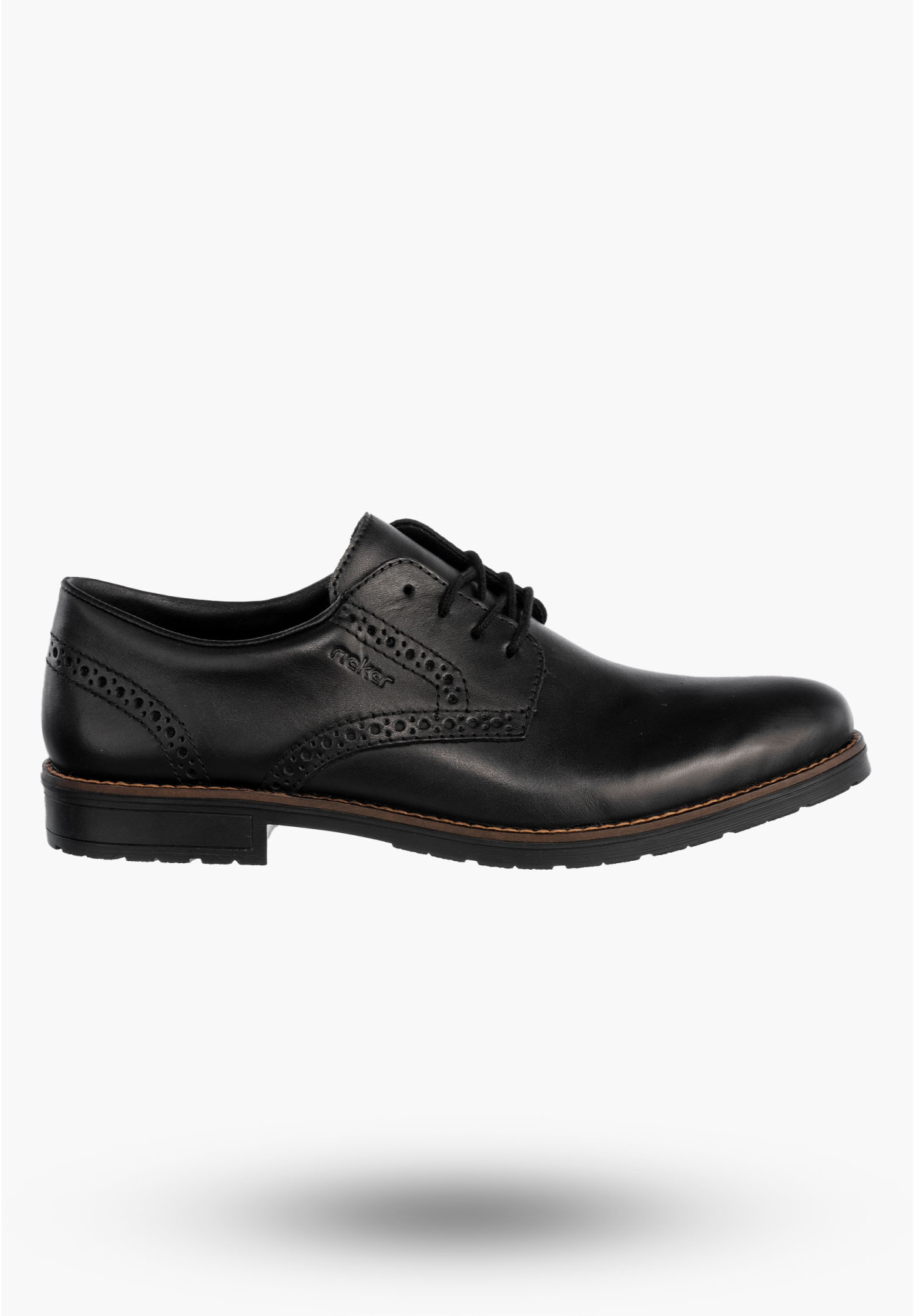 Buty Męskie RIEKER Półbuty Skórzane Eleganckie Czarne 14642-00