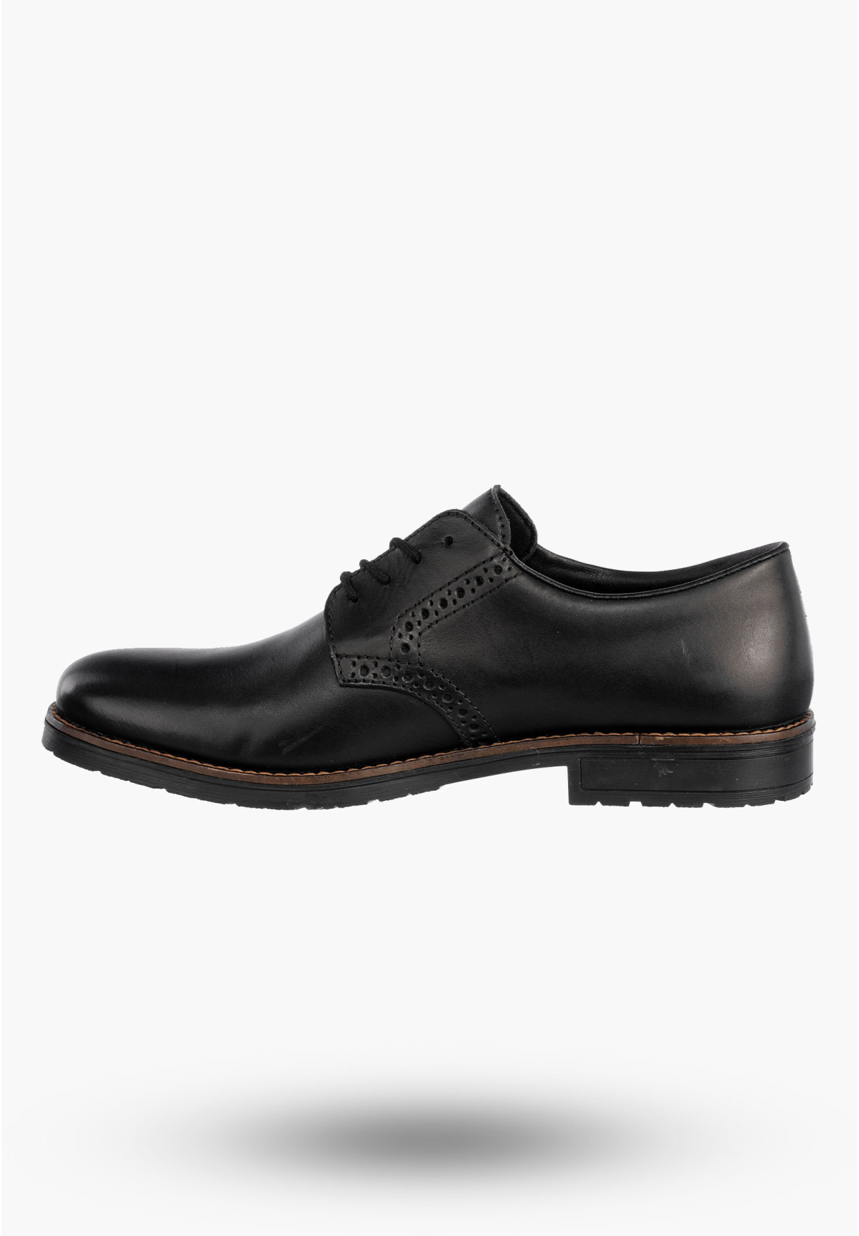 Buty Męskie RIEKER Półbuty Skórzane Eleganckie Czarne 14642-00