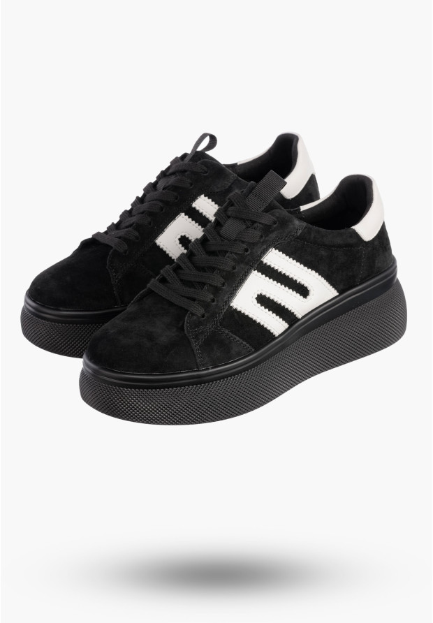 Sneakersy Damskie FILIPPO Skórzane Buty Sportowe Półbuty Czarne DP7175