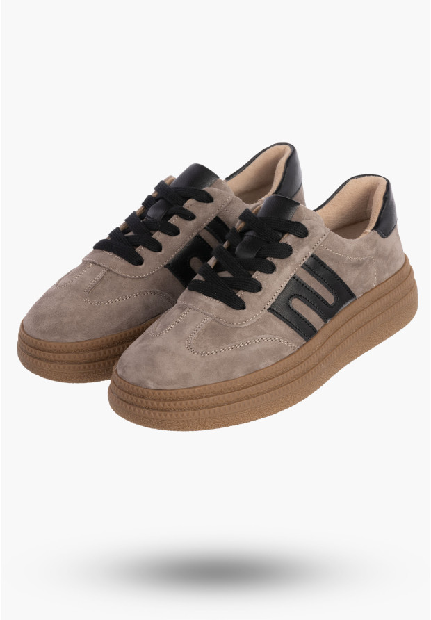 Sneakersy Damskie FILIPPO Skórzane Buty Sportowe Półbuty Beżowe DP7114