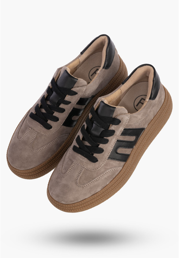 Sneakersy Damskie FILIPPO Skórzane Buty Sportowe Półbuty Beżowe DP7114