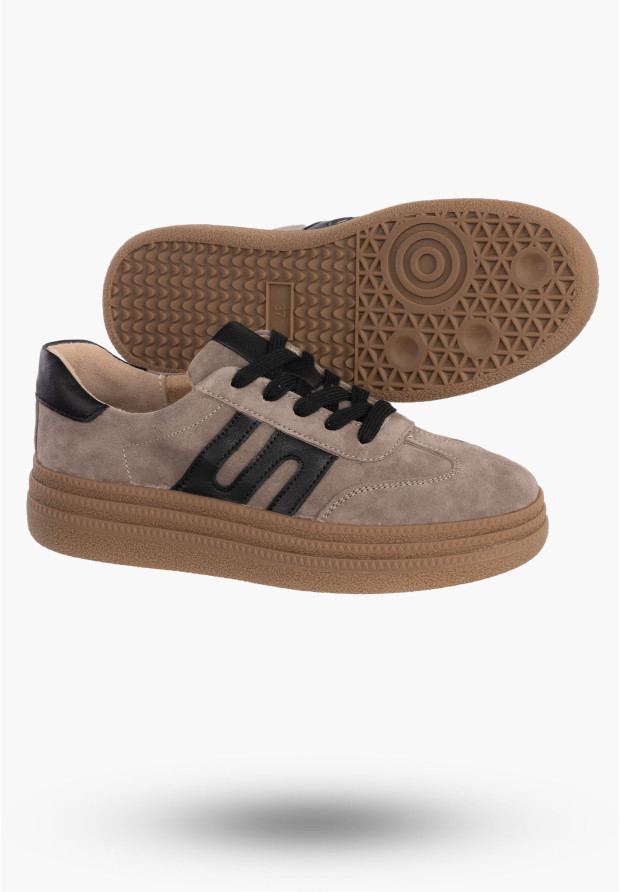Sneakersy Damskie FILIPPO Skórzane Buty Sportowe Półbuty Beżowe DP7114