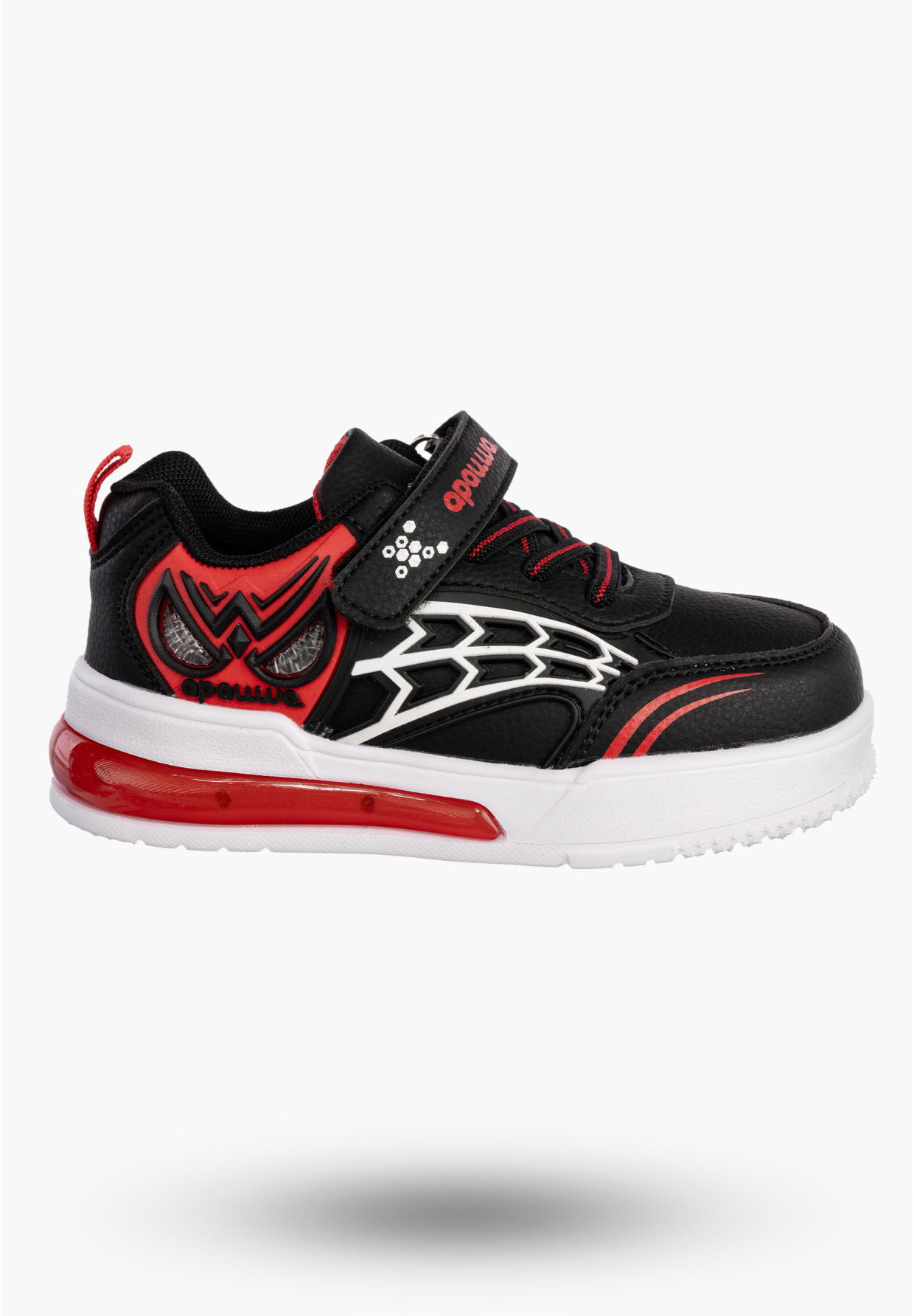 Sneakersy Dziecięce Na Rzepy Czarne Buty Sportowe Świecące T6518P