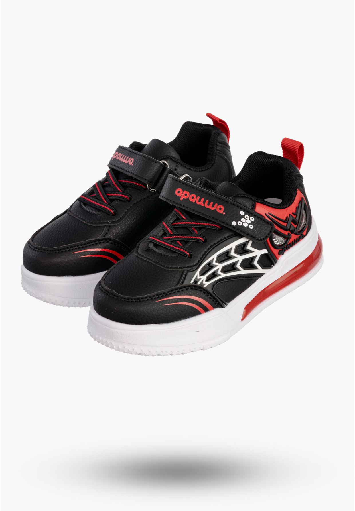 Sneakersy Dziecięce Na Rzepy Czarne Buty Sportowe Świecące T6518P