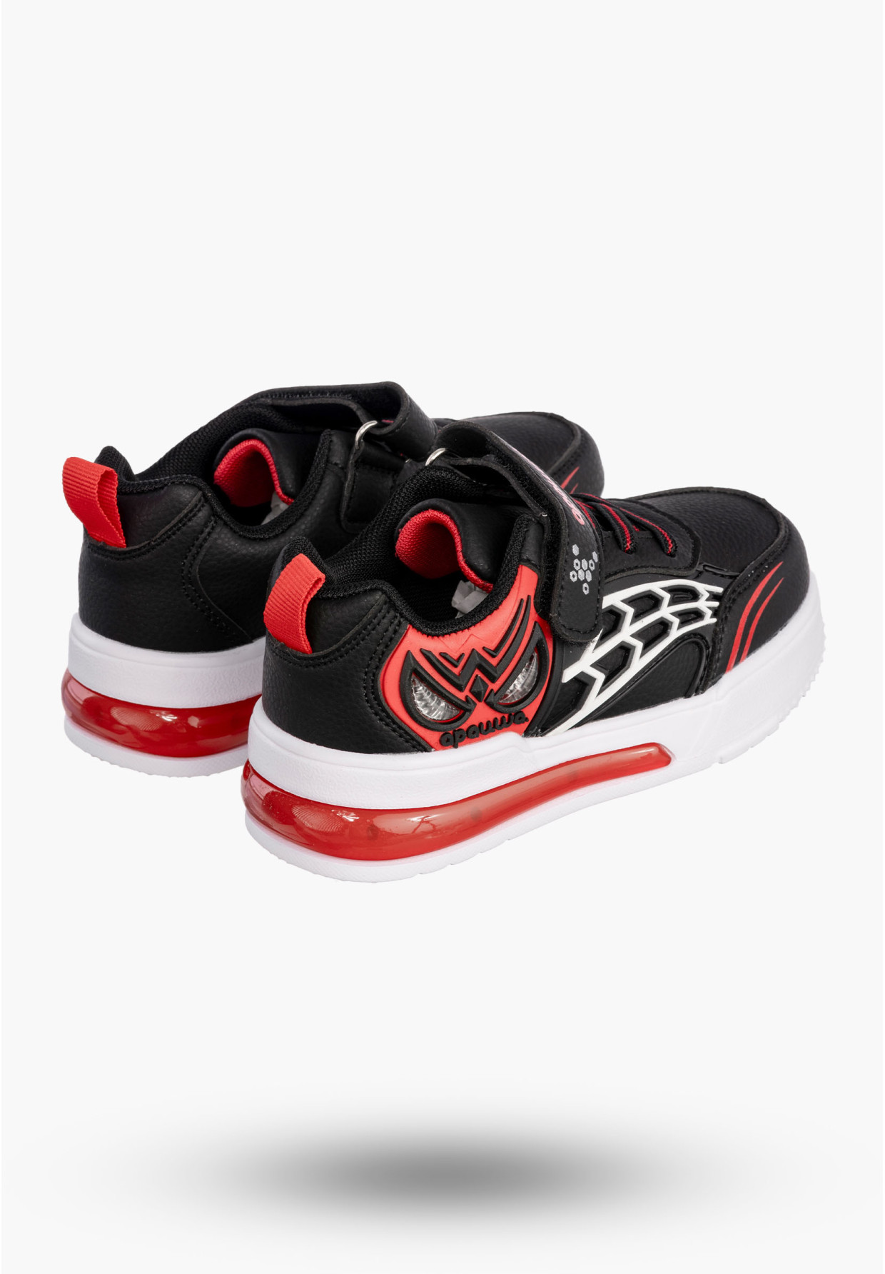Sneakersy Dziecięce Na Rzepy Czarne Buty Sportowe Świecące T6518P