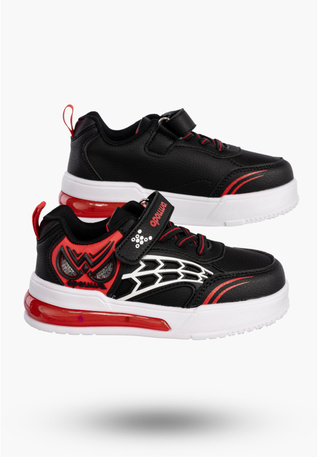 Sneakersy Dziecięce Na Rzepy Czarne Buty Sportowe Świecące T6518P