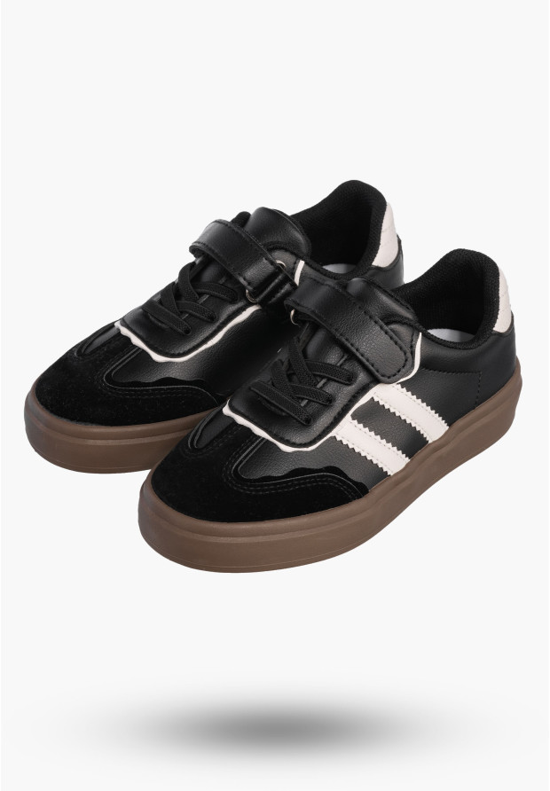 Buty Chłopięce Trampki Czarne Sneakersy na Rzepy Dziecięce R1444P