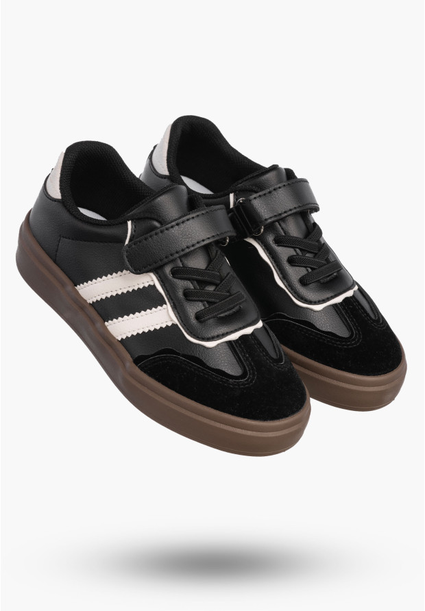Buty Chłopięce Trampki Czarne Sneakersy na Rzepy Dziecięce R1444P