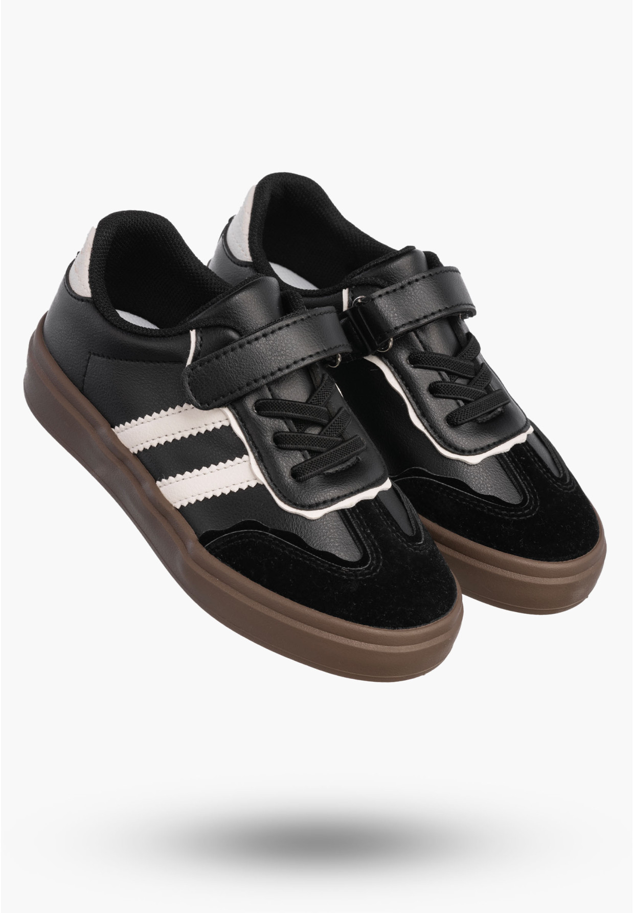 Buty Chłopięce Trampki Czarne Sneakersy na Rzepy Dziecięce R1444P