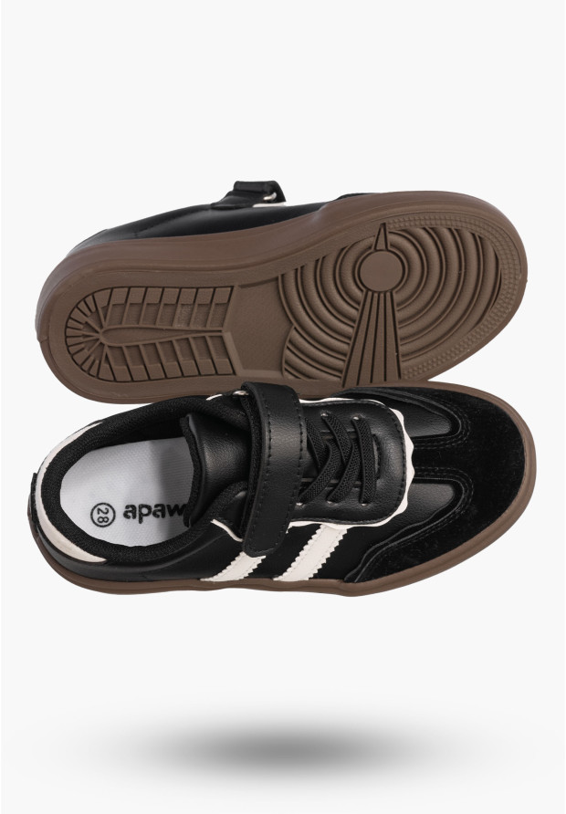 Buty Chłopięce Trampki Czarne Sneakersy na Rzepy Dziecięce R1444P
