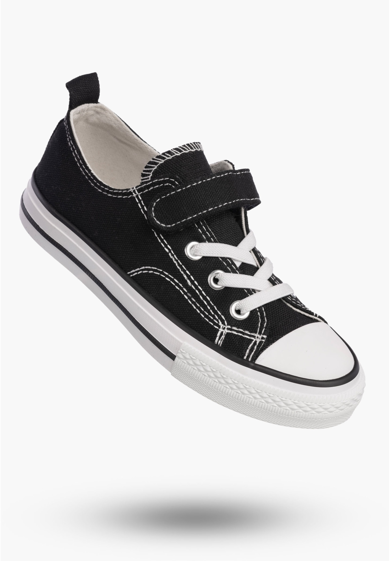 Trampki Dziecięce na Rzepy Buty Czarne Materiałowe Sportowe RC05P