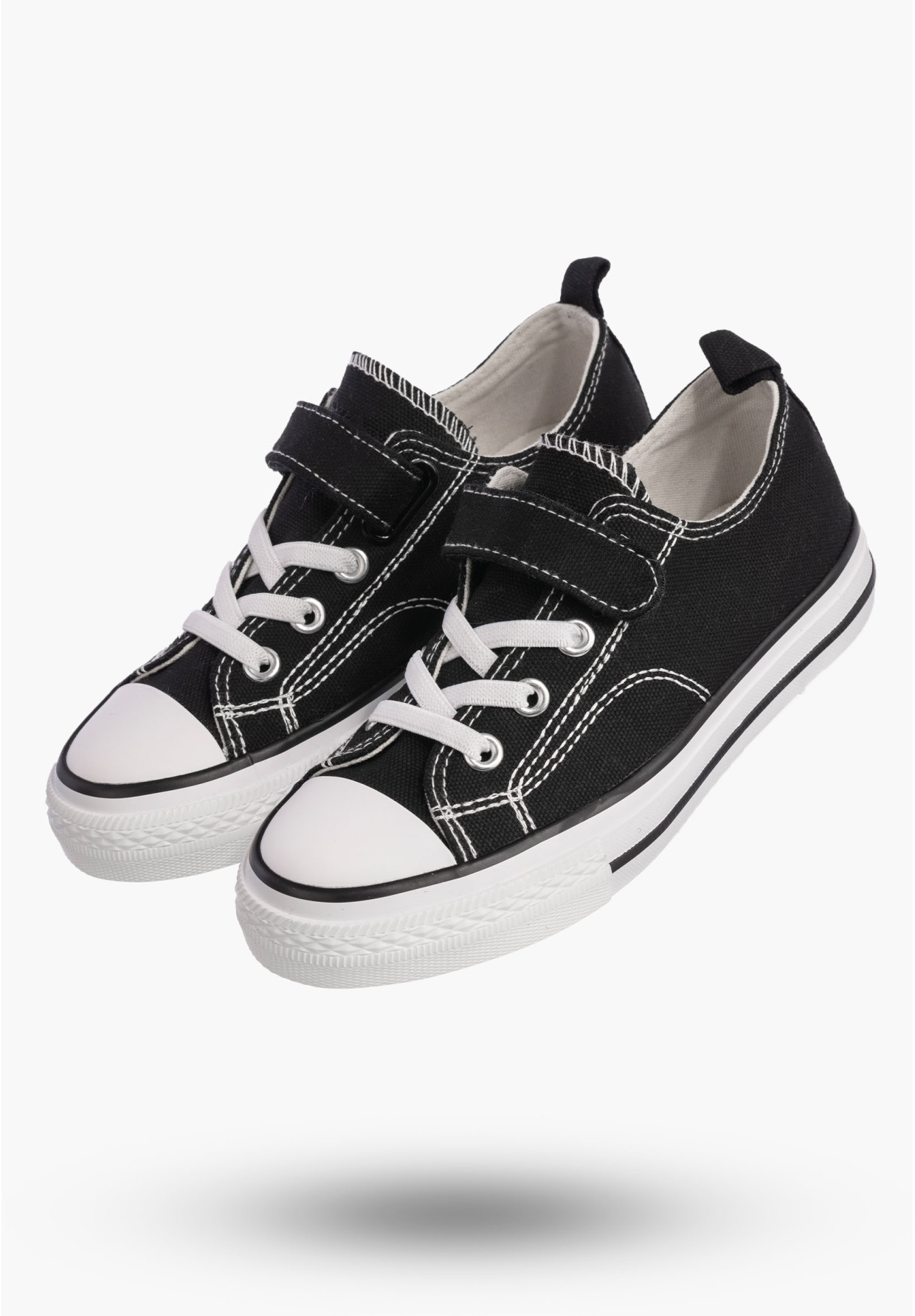 Trampki Dziecięce na Rzepy Buty Czarne Materiałowe Sportowe RC05P