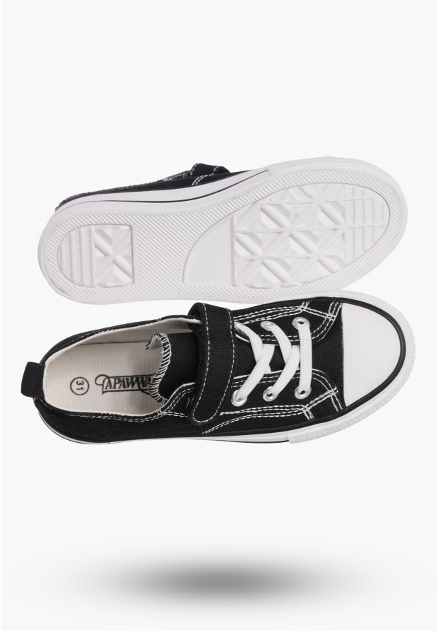 Trampki Dziecięce na Rzepy Buty Czarne Materiałowe Sportowe RC05P