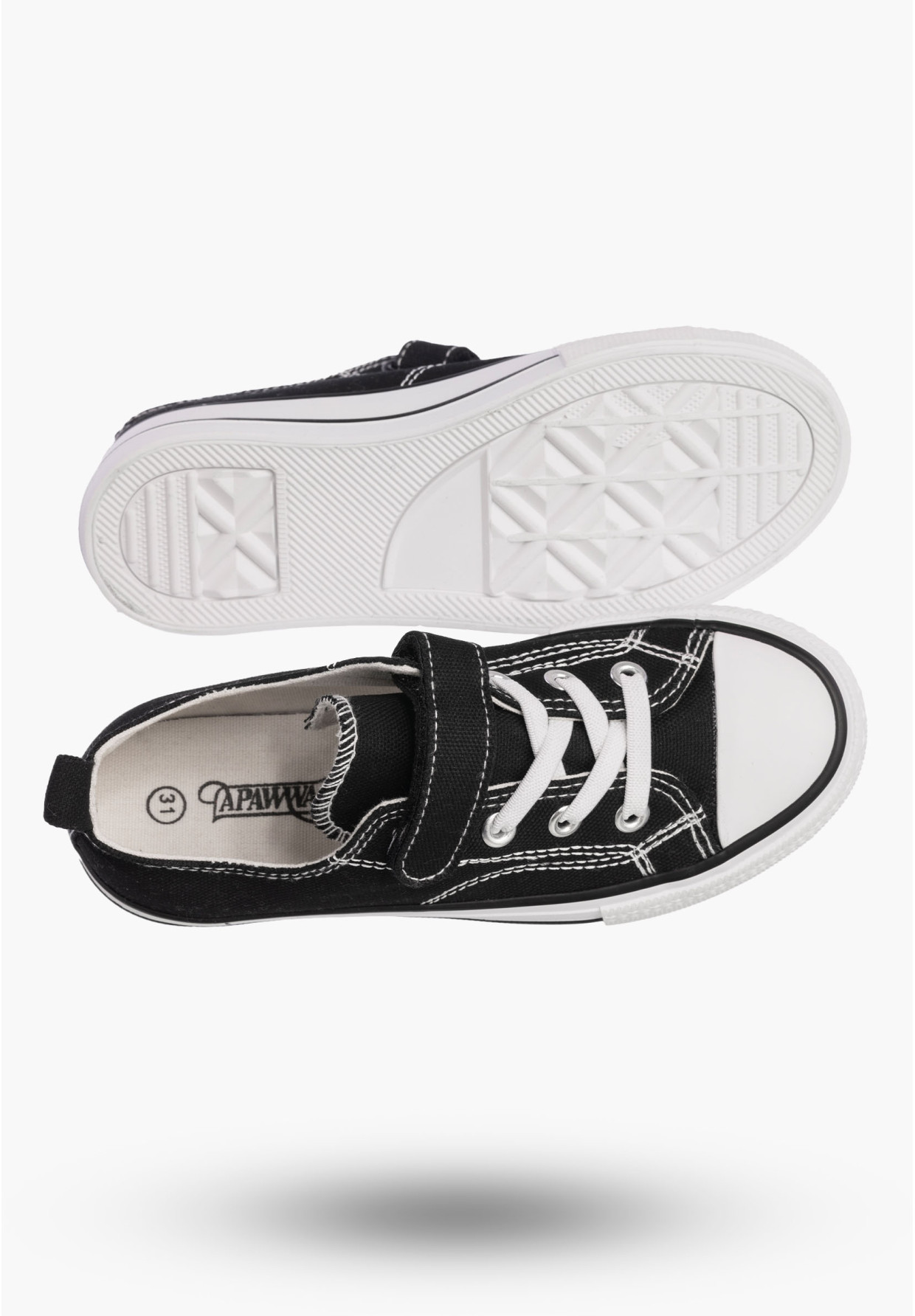 Trampki Dziecięce na Rzepy Buty Czarne Materiałowe Sportowe RC05P