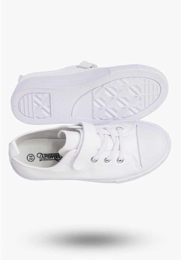 Trampki Dziecięce na Rzepy Buty Białe Materiałowe Sportowe RC05P