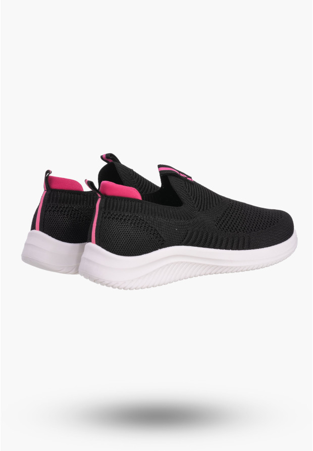 Buty Dziewczęce Sneakersy Czarne Wsuwane Tenisówki Dziecięce Z2401P
