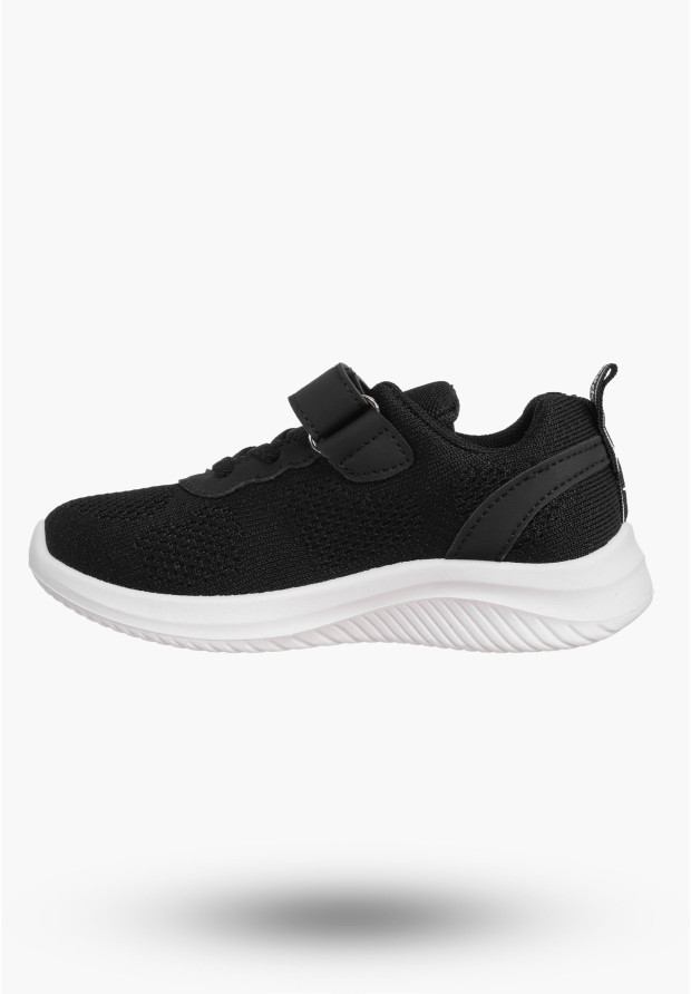 Buty Chłopięce Sneakersy Czarne Na Rzepy Materiałowe Sportowe Z2405P