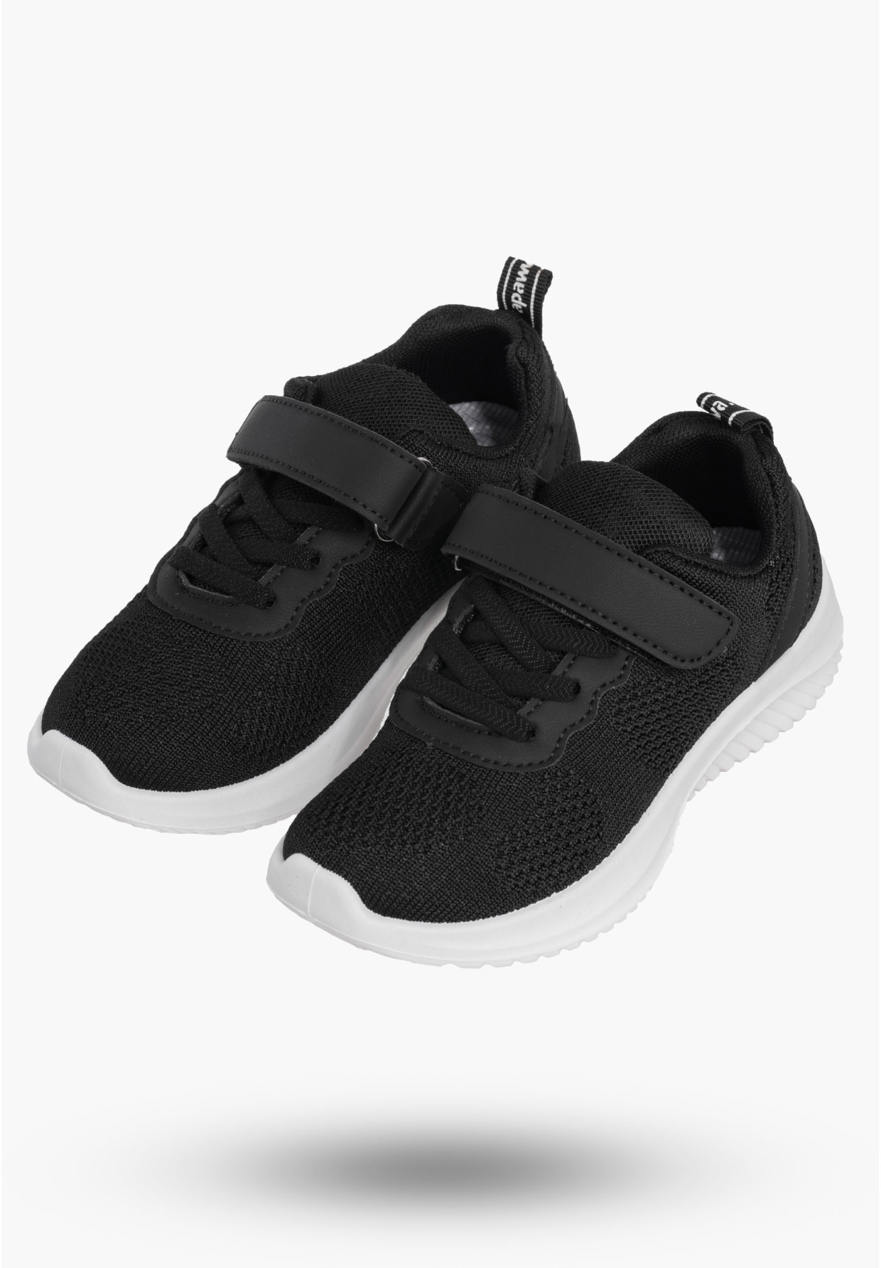 Buty Chłopięce Sneakersy Czarne Na Rzepy Materiałowe Sportowe Z2405P