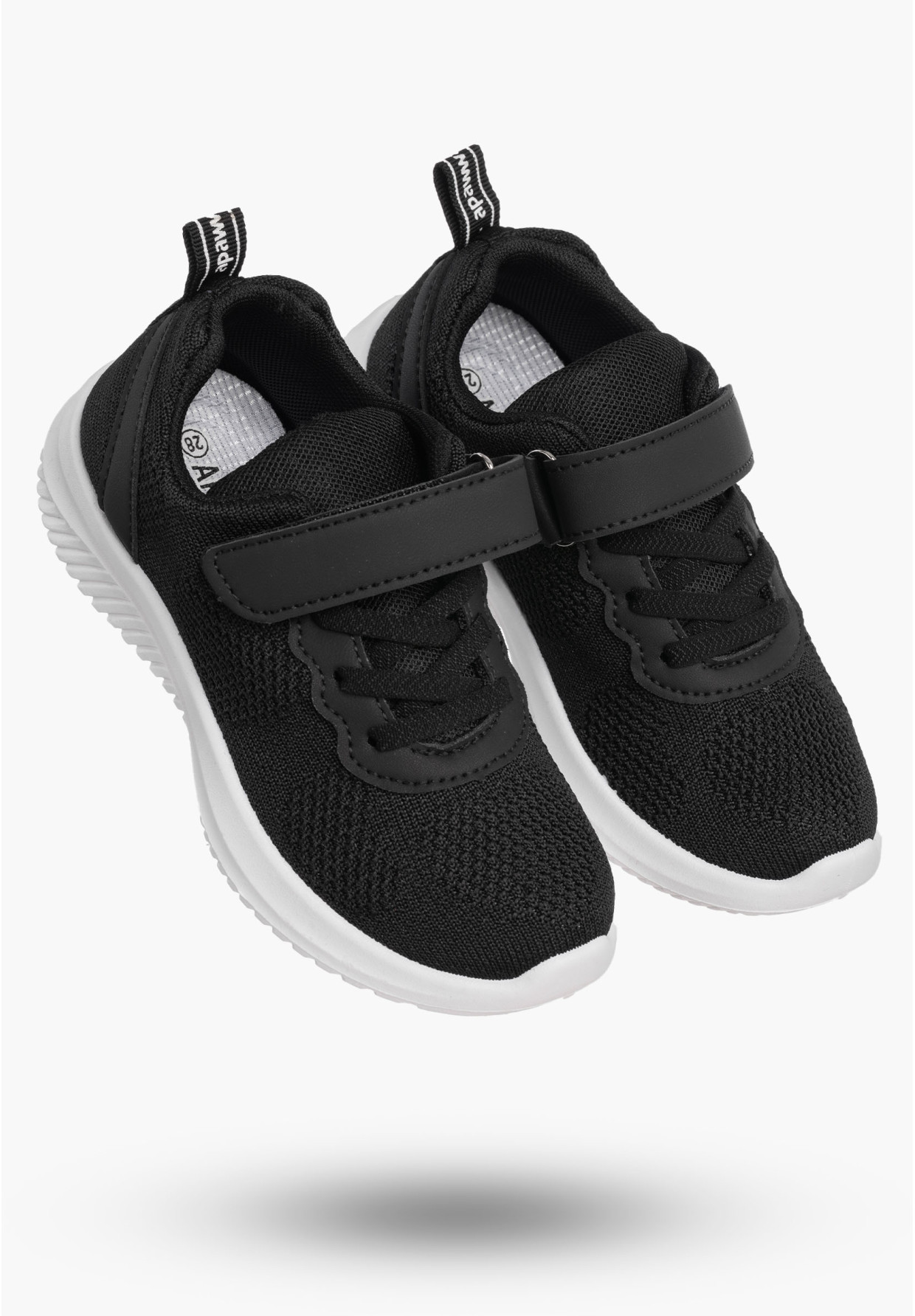 Buty Chłopięce Sneakersy Czarne Na Rzepy Materiałowe Sportowe Z2405P