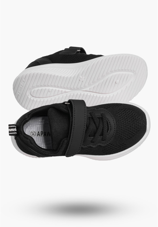Buty Chłopięce Sneakersy Czarne Na Rzepy Materiałowe Sportowe Z2405P