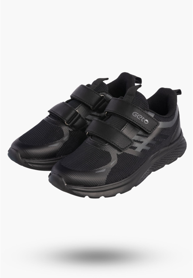 Buty Chłopięce Sneakersy Czarne Na Rzepy Sportowe Materiałowe A-521